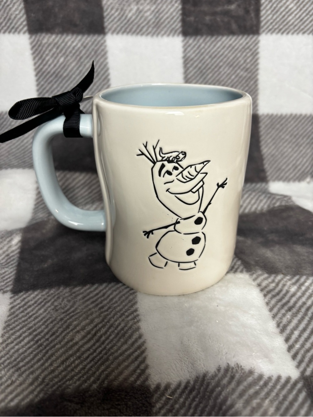 Rae Dunn White and Light Blue Olaf Ceramic Mug